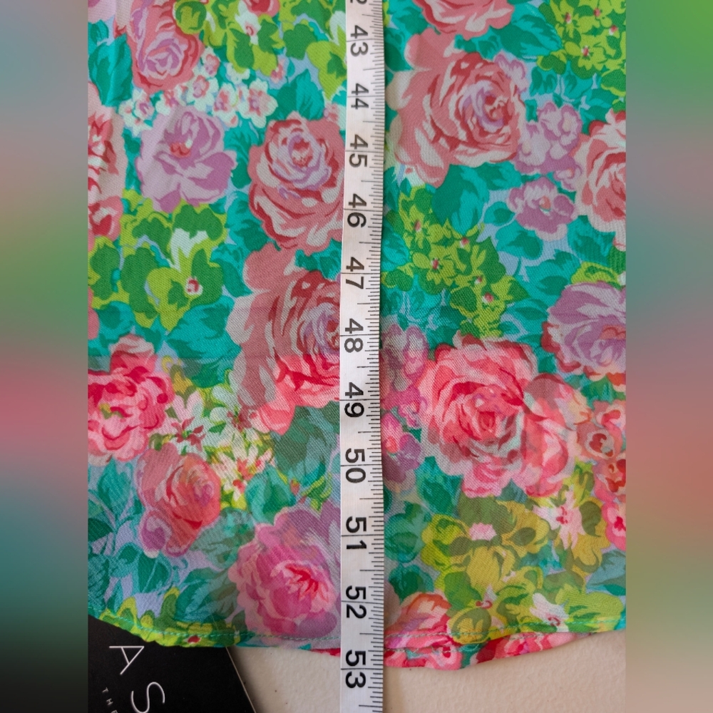 NWT ASTR The Label Esperanza Green PinkMulti Floral Dress w/V-Neck&Back Ties Med - Picture 11 of 11